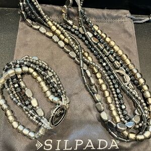 Silpada N1936 Sterling Silver Hematite Hailstone Necklace Grey Multi Strand.